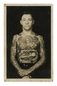 Postcard of Sandy Dillon, Tattooed by Bert Grimm (Los Angeles, ca. 1920) 5 1/2 x 3 1/2 in. (14 x 8.9