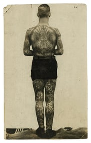 Postcard of Sandy Dillon, Tattooed by Bert Grimm (Los Angeles, ca. 1920) 5 1/2 x 3 1/4 in. (14 x 8.3