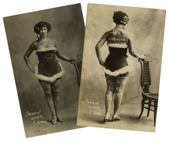 Photographs of Tattooed Lady Artoria Gibbons (Los Angeles, ca. 1925) Each: 5 1/2 x 3 1/2 in. (14 x