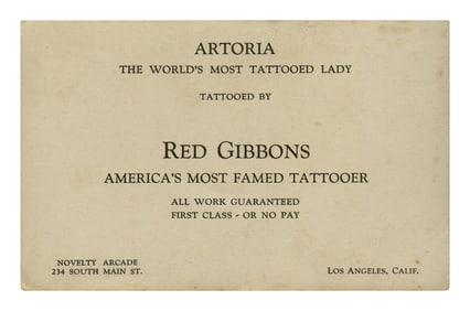 Red and Artoria Gibbons Oversize Photo Business Card (Los Angeles, ca. 1925) 5 1/2 x 3 1/2 in. (14 x