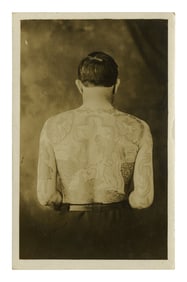 Postcard of Tattoo Artist Otto Brozey (Akron, ca. 1916) 5 1/2 x 3 1/2 in. (14 x 8.9 cm.)