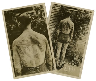 Postcards of Tattoo Artist Ward Hallings (Newport, Rhode Island, ca. 1920) 5 1/2 x 3 1/2 in. (14 x