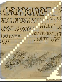 Walter Bigmore Tattoo Artist Sign (London, ca. 1950) 14 x 10 1/2 in. (35.6 x 26.7 cm.)