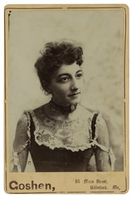 Cabinet Card of Tattooed Lady Mina Stanley (Maine, ca. 1890) 6 1/2 x 4 1/2 in. (16.5 x 11.4 cm.)