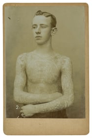Cabinet Card of Tattooed Boy (America, ca. 1900) 6 1/2 x 4 1/2 in. (16.5 x 11.4 cm.)