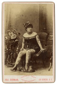 Cabinet Card of Tattooed Lady Nora Hildebrandt (New York, ca. 1885) 6 1/2 x 4 1/2 in. (16.5 x 11.4