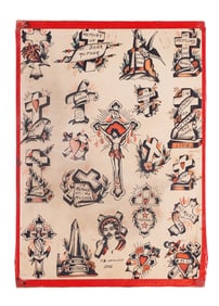 Crucifix and Other Religious Tattoo Designs by Ted Hamilton (Illinois, 1942) 17 1/2 x 12 1/2 in.