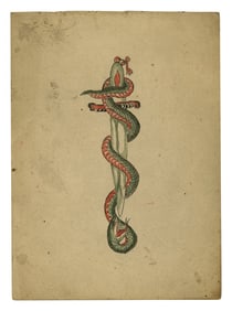 Dagger and Snake Tattoo Design by George Burchett (London, ca. 1905) 7 x 5 in. (17.8 x 12.7 cm.)