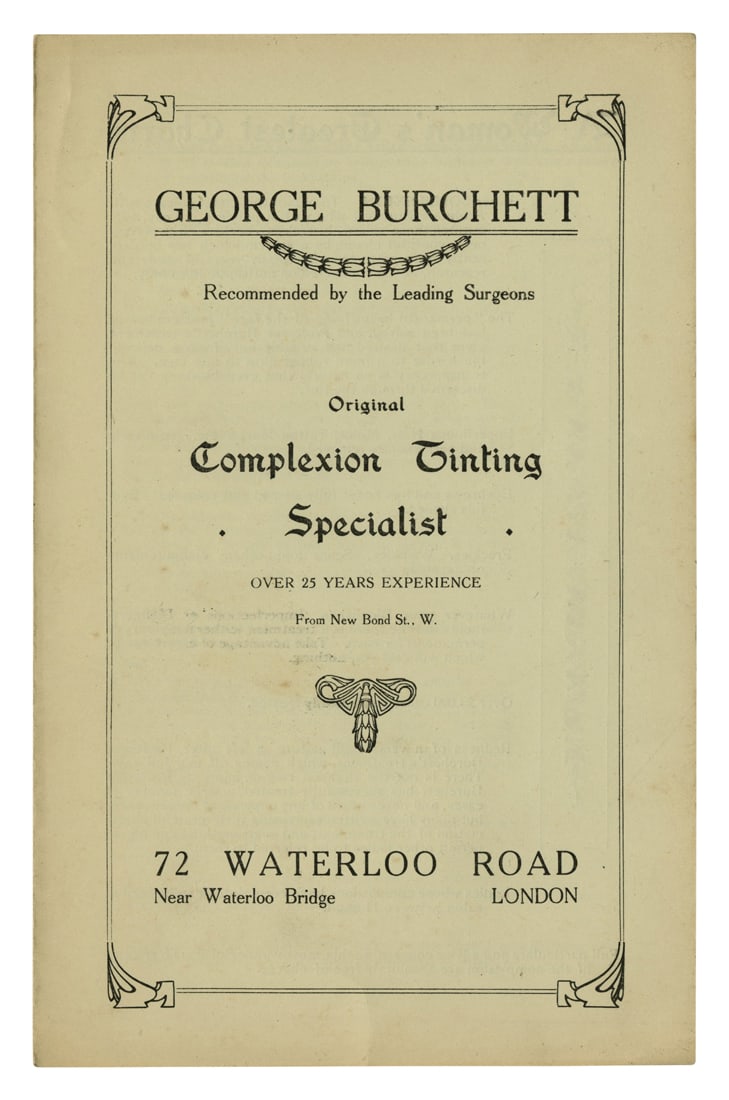 George Burchett, Tattoo Complexion Tinting Specialist (London, ca. 1915) 8 1/2 x 5 1/4 in. (21.6 x (1 of 2)