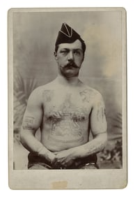 Cabinet Card of Man Tattooed by Sutherland MacDonald (London, ca. 1890) 6 1/2 x 4 1/4 in. (16.5 x