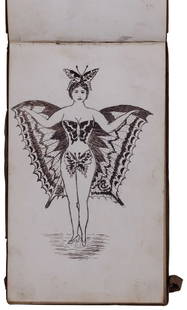 Early Book of Tattoo Designs by W.A. Marwood (England or South Africa, ca. 1902) 5 1/2 x 9 1/2 in.: Early Book of Tattoo Designs by W.A. Marwood (England or South Africa, ca. 1902) This lot is partially illustrated. Rare book of hand-drawn tattoo flash by William A. Marwood (1878-1955), Royal