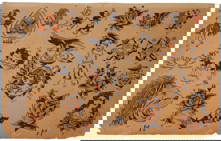 U.S. Marine Corps and Other Tattoo Designs by Sailor Jack (America, ca. 1925) 12 1/2 x 19 1/2 in.