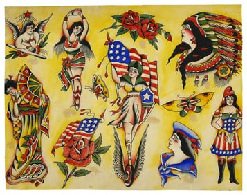 Traditional American Tattoo Designs by Bill Dailey (Los Angeles, ca. 1935) 11 x 14 in. (27.9 x 35.6