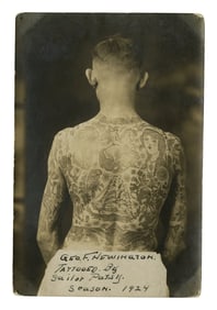 Photograph of Man Tattooed by "Sailor Patsy" (America, ca. 1924) 5 3/4 x 4 in. (14.6 x 10.2 cm.)