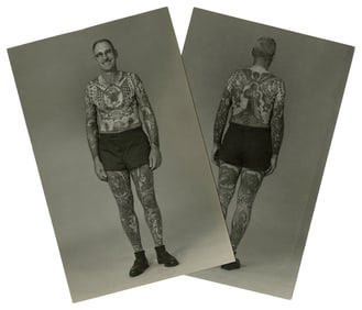 Postcards of Tattoo Artist Karl Bumpus (Ohio, ca. 1950) 5 1/2 x 3 1/2 in. (14 x 8.9 cm.)