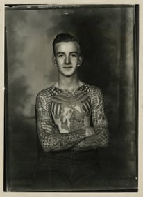Photograph of Tattoo Artist Bob Shaw (St. Louis, ca. 1945) Photo: 7 x 5 in. (17.8 x 12.7 cm.)