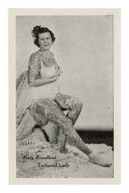 Photograph of Tattooed Lady Betty Broadbent (America, ca. 1963) 5 1/2 x 3 1/2 in. (14 x 8.9 cm.)