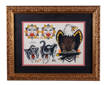Sun and Moon Tattoo Designs by ?Sailor Jerry? Collins (Honolulu, ca. 1960) Site: 11 x 14 in. (27.9 x