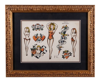 Pin-Up Girl Tattoo Designs by "Sailor Jerry" Collins (Honolulu, ca. 1950) Site: 11 x 14 in. (27.9 x