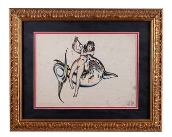 Swordfish Tattoo Design By "Sailor Jerry" Collins (Honolulu, ca. 1950) Site: 11 x 14 in. (27.9 x