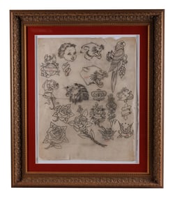Military and Other Tattoo Designs by "Sailor Jerry" Collins (Honolulu, ca. 1950) 23 1/2 x 18 1/4 in.