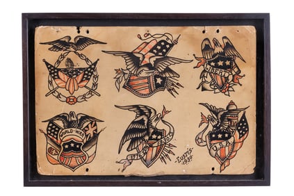US Military Tattoo Designs by Charles Eustis (Connecticut, 1930) 9 3/4 x 14 in. (24.8 x 35.6 cm.),