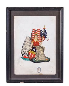 Patriotic Lady Columbia Tattoo Design by Henri Swift (San Francisco, ca. 1913) 10 x 7 in. (25.4 x