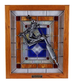 Stained Glass Tattoo Machine Window Autographed by Pinky Yun and Many Others. (Colorado Springs,