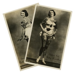 Postcards of Tattooed Lady Betty Broadbent (America, ca. 1935) 5 1/2 x 3 1/2 in. (14 x 8.9 cm.)