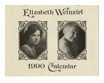 Elizabeth Weinzirl 1990 Tattoo Calendar (Portland, Oregon, 1989) 8 1/2 x 11 in. (21.6 x 27.9 cm.)