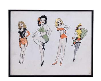 Vintage Style Pin-Up Girl Tattoo Designs (America, 21st century) 11 x 13 1/2 in. (27.9 x 34.3 cm.),