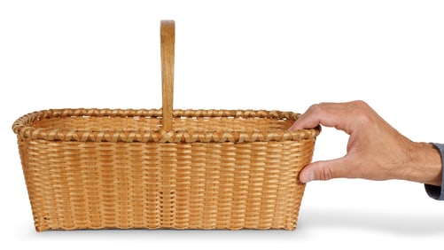 Mount Lebanon Shaker Carrier Basket by Martha Wetherbee (New Hampshire, 1989) 9 1/2 x 9 x 14 1/2 in.
