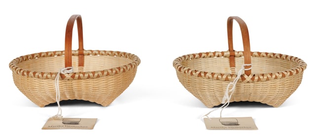 Two Candy Tray Baskets by Martha Wetherbee (New Hampshire, 1992) 4 1/2 x 6 in. (11.4 x 15.2 cm.)
