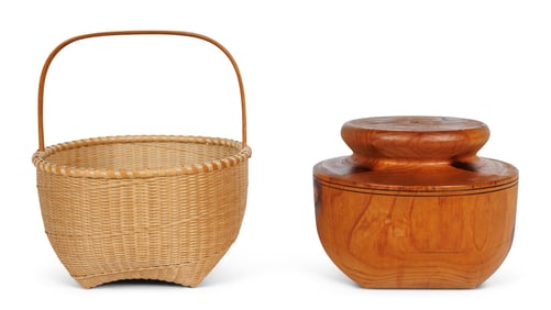 Twilled Shaker Basket and Mold by Martha Wetherbee (New Hampshire, 2002) Basket: 8 1/2 x 7 1/2 in.