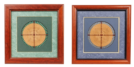 Pair of Shaker Quatrefoil Medallions by Martha Wetherbee (New Hampshire, ca. 1985) 10 1/2 x 10 1/2