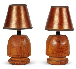 Pair of Shaker "Cat Head" Basket Mold Lamps (New Hampshire, ca. 1980) 10 x 4 3/4 in. (25.4 x 12.1