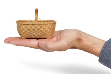 First Edition South Union Shaker Teaspoon Basket by Martha Wetherbee (New Hampshire, 1989) 2 3/4 x 2