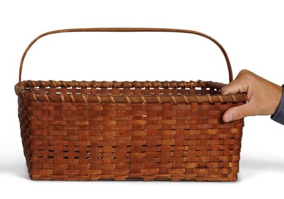 Shaker Carrier Basket From Sister Ethel Hudson (Canterbury, New Hampshire, ca. 1835) 11 x 12 x 17