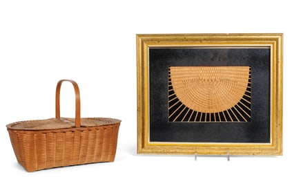 Shaker Fancy Lidded Sewing Basket (New Lebanon, New York, ca. 1860) 6 3/4 x 5 1/4 x 8 1/2 in. (17.1