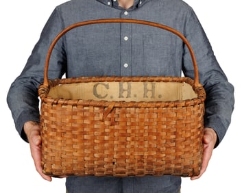 Shaker Shop Basket From Sister Ethel Hudson (Canterbury, New Hampshire, ca. 1840) 15 1/2 x 13 x 16