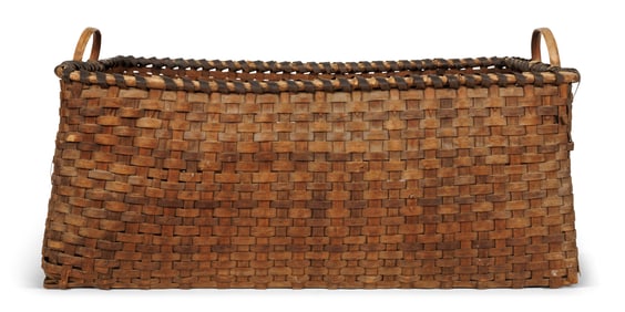 Shaker Work Basket with Old Metal Repair (ca. 1850) 12 1/2 x 24 x 17 in. (31.8 x 61 x 43.2 cm.)