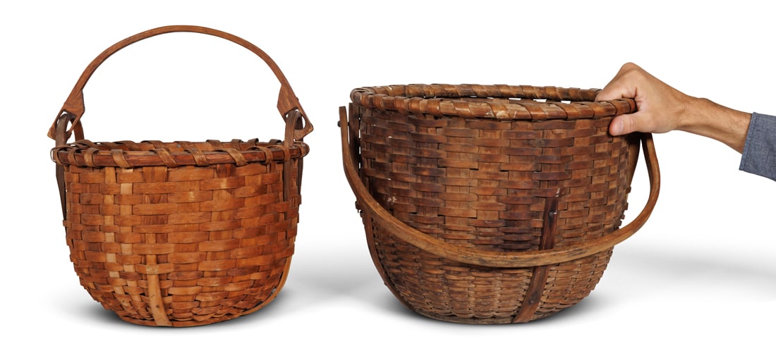 Two Shaker Used Swing Handle Baskets (New Hampshire, ca. 1890) Larger: 11 x 15 in. (27.9 x 38.1 (1 of 7)