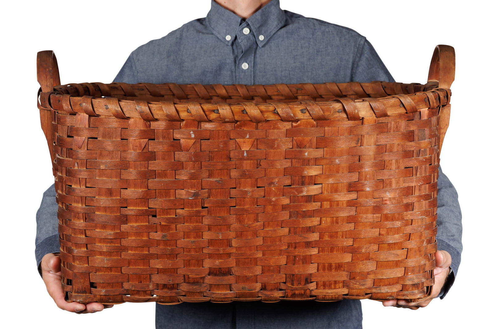 Sweetster Family Vermont Laundry Basket (Stowe, Vermont, ca. 1900) 14 x 19 x 24 in. (35.6 x 48.3 x (1 of 11)