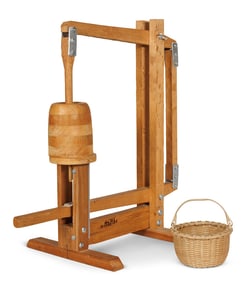 Swing Handle Berry Basket and Basket Press by Newt Washburn (Bethlehem, New Hampshire, ca. 1995)