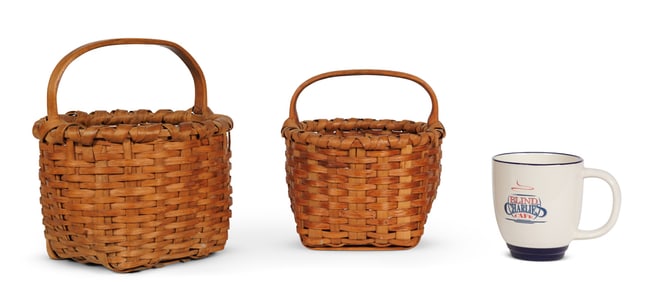 Two Baskets by "Blind Charlie" Scofield (Pound Ridge, New York, ca. 1870) First basket: 9 x 7 3/4