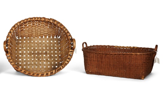 Two New England Baskets (New England, 19th century) Largest: 12 x 17 x 24 1/2 in. (30.5 x 43.2 x