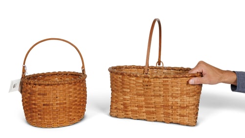 Two Rhode Island Swing Handle Baskets by Rouse Matteson (Saunderstown, Rhode Island, ca. 1920)