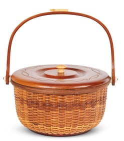 Nantucket "Whaler" Basket Prototype by Martha Wetherbee (ca. 2004) Handle down: 3.2 x 6 1/4 in. (8.3