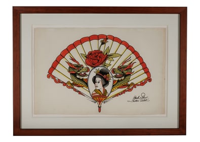 Geisha and Dragon Tattoo Design by Bob Shaw (Biloxi, Mississippi, ca. 1950) 10 x 15 in. (25.4 x 38.1