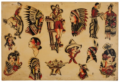 "Texas" and Other Tattoo Designs by Joe Darpel (St. Louis, ca. 1930) 15 x 21 3/4 in. (38.1 x 55.2